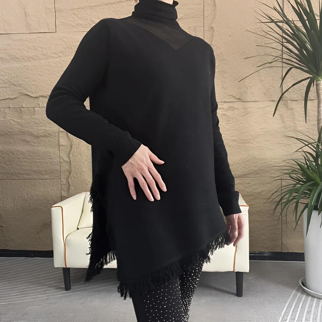 芊茹韵QRY25023新款流苏针织百搭打底衫