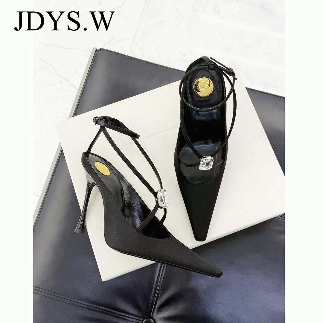 JDYS.W 杨树林水钻系列 交叉方头绑带细跟高跟鞋单鞋