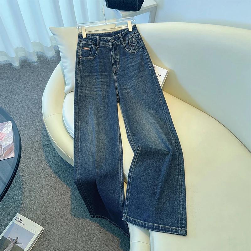 La babite高腰阔腿牛仔裤女2025年新款宽松垂感直筒裤春秋款长裤