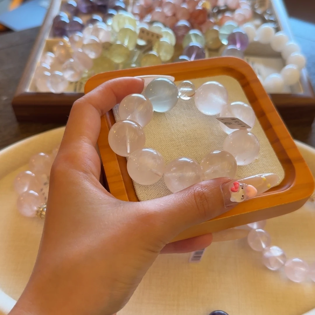 水晶手链未镶嵌桃*芝粉蓝
