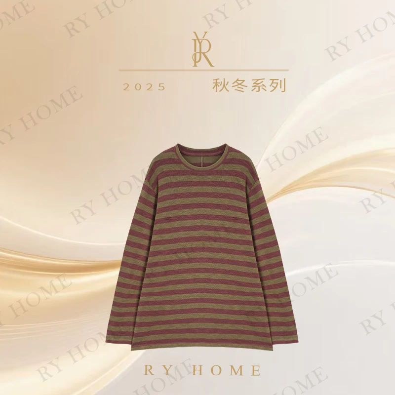 【容雨RYHOME】新款复古时尚条纹显瘦针织上衣253T2181