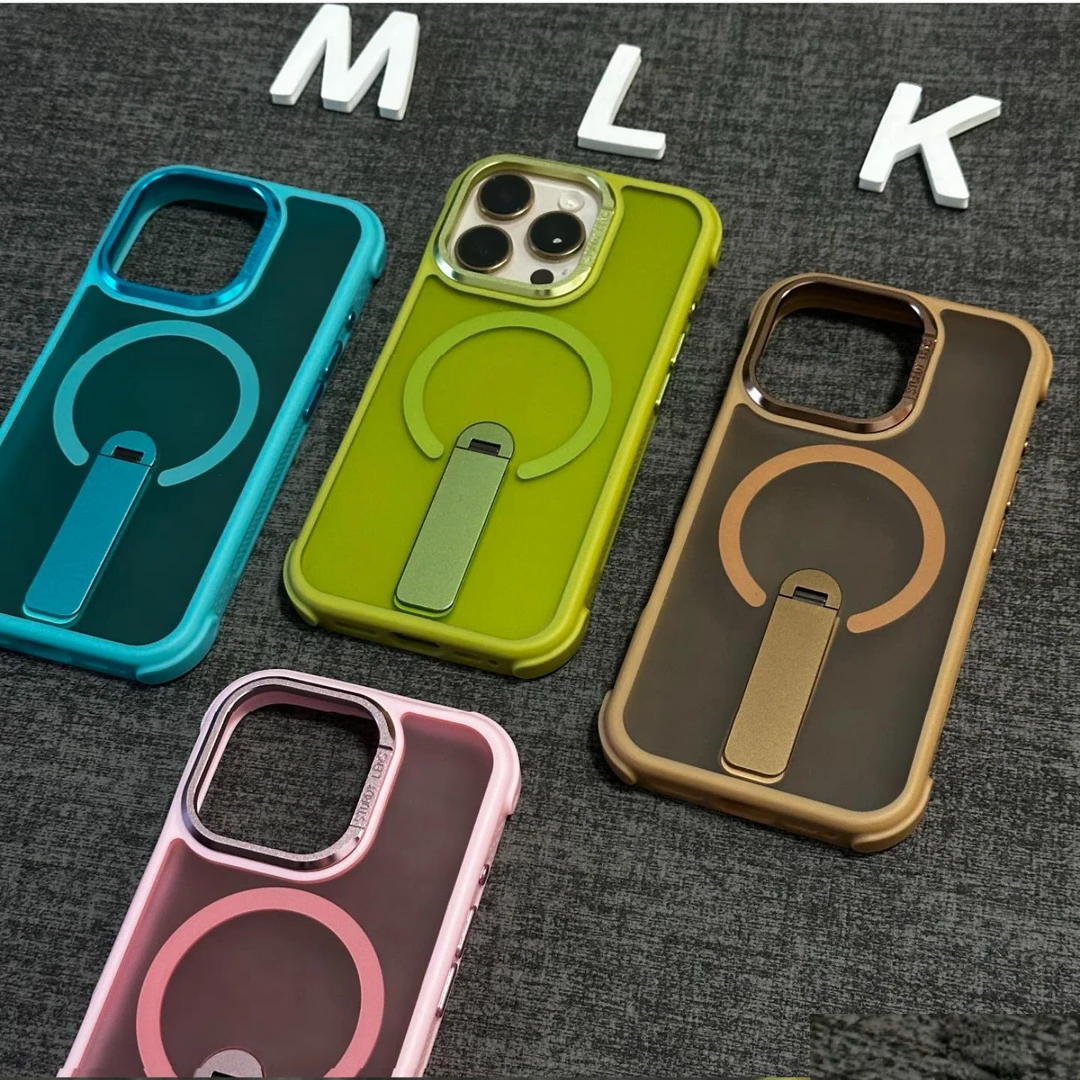 磨砂软边防撞支架适用苹果16promax手机壳磁吸iphone15防摔14创意