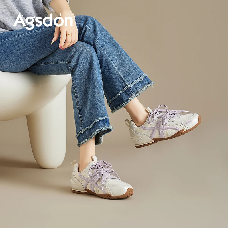奥古狮登德训鞋女款2025新款夏季轻便休闲运动百搭网面透气阿甘鞋