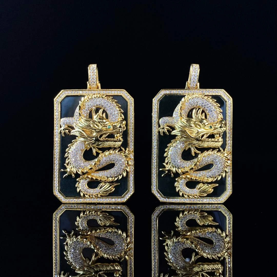 HT4418【福嘟嘟】玄清和田玉龙牌吊坠-配麻花链-多样性只发一件