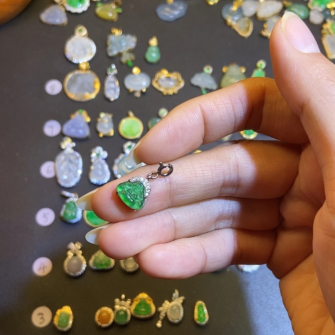 翡翠银S925镶嵌吊坠(不含链)