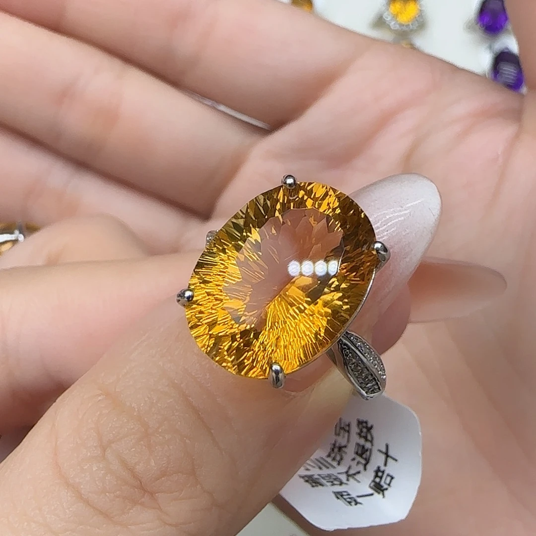 珠宝半成品银S925镶嵌水晶G 巴西黄水晶