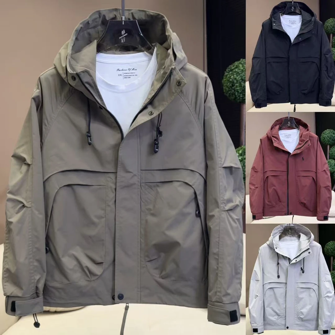 冬季新款男士连帽夹克时尚潮流百搭宽松外套简约休闲刺绣6302