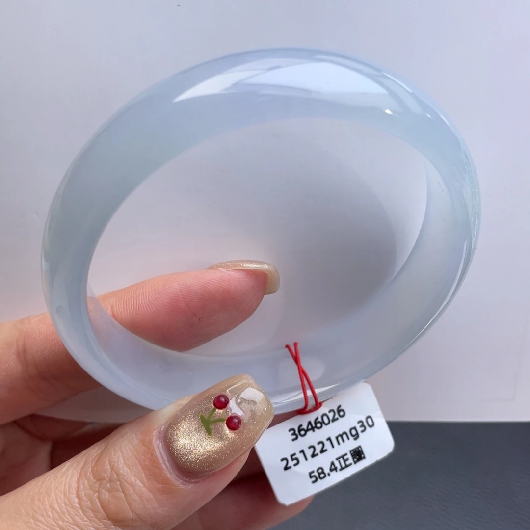 翡翠未镶嵌手镯正圈58.4冰胶种水完整度高