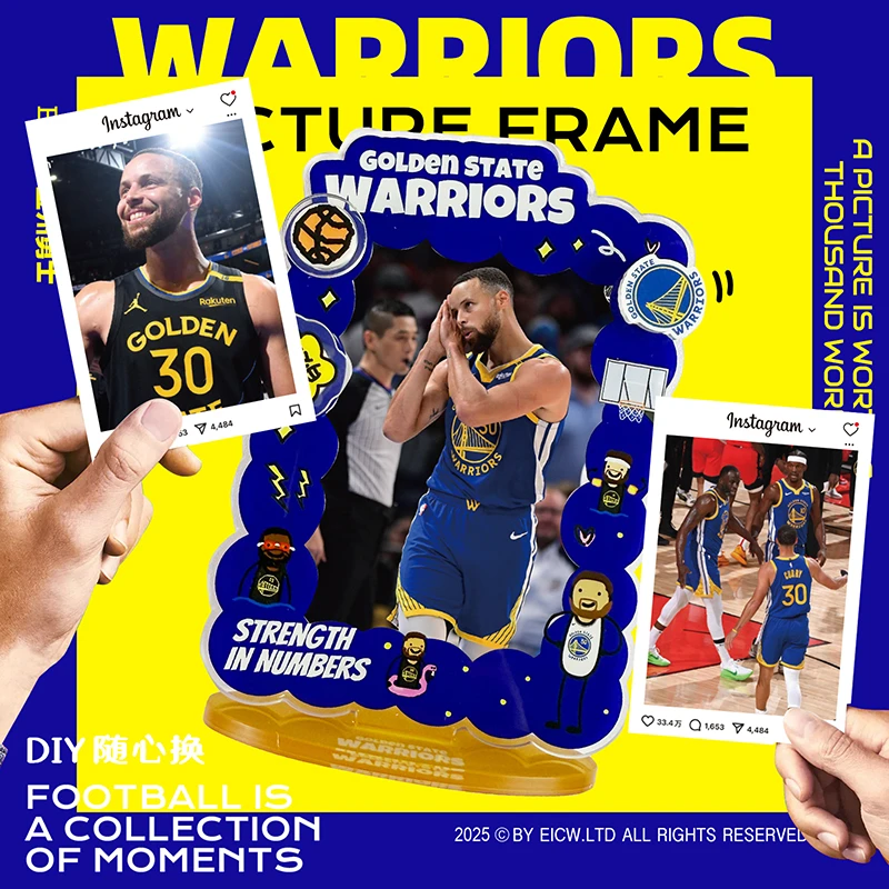 NBA搞怪Q版拍立得4.7寸相框球星卡展示架亚克力插卡可爱立牌