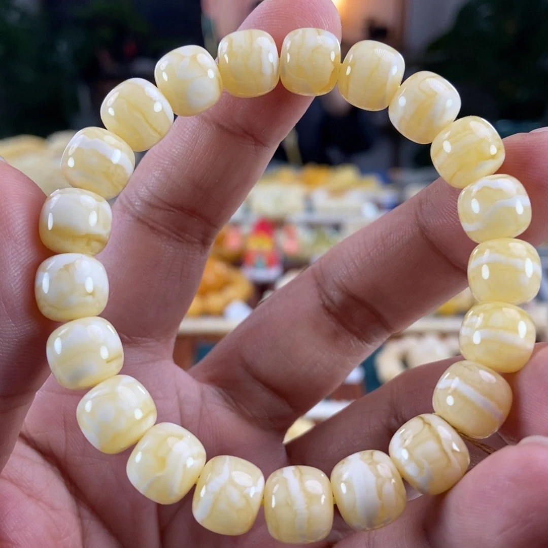 琥珀未镶嵌珠宝奇石10虎皮纹同料串12.69