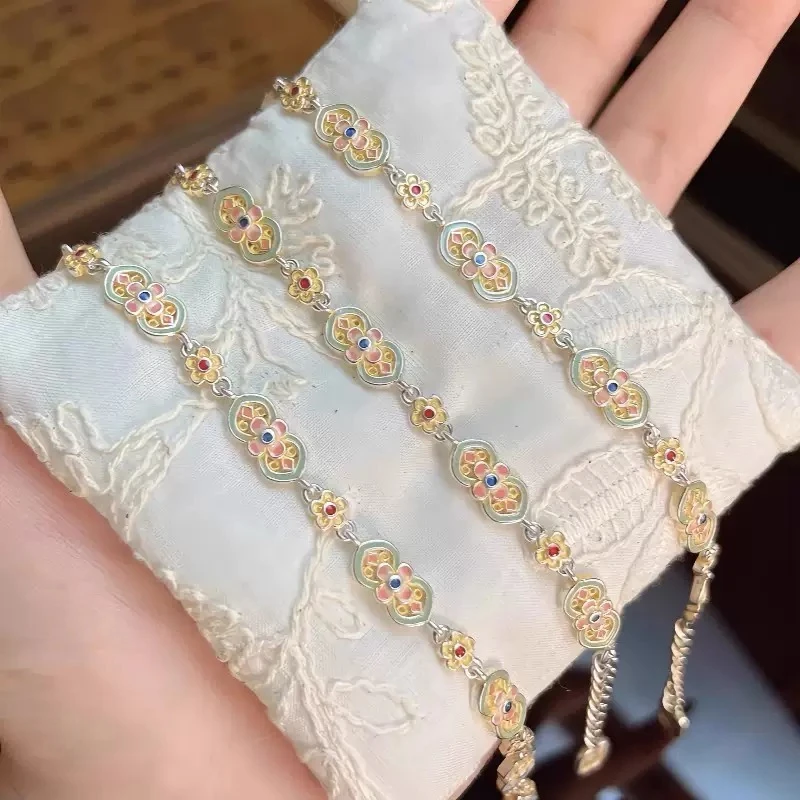 足银手链 【足银999清货专属福利】古法珐琅彩国风葫芦手链