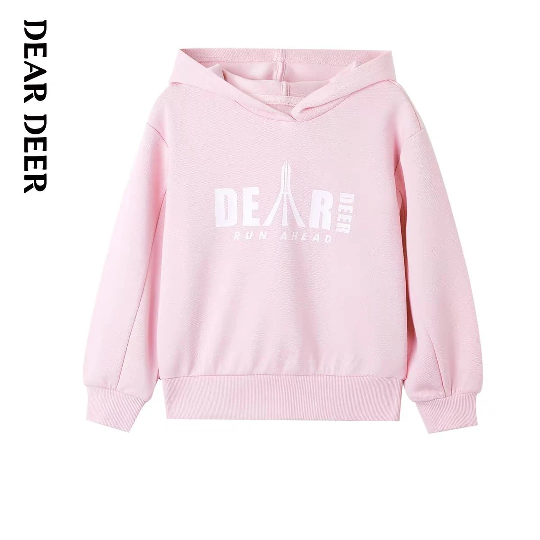 【门店同款】迪迪鹿童装女大童卫衣儿童春季新款套头连帽运动上衣