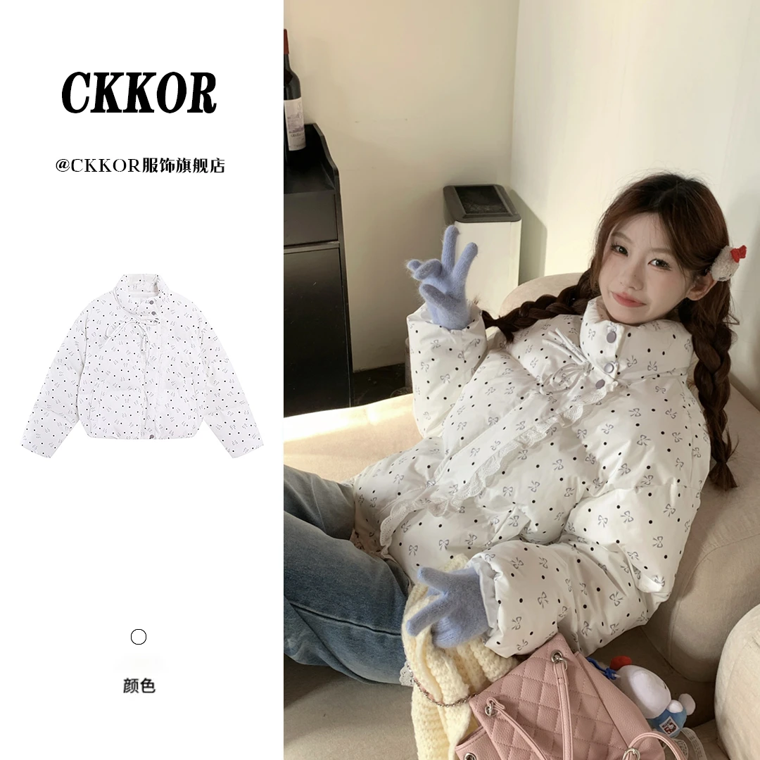 CKKOR女款爆款冬季加厚保暖立领棉服女韩版时尚小个子短款面包服