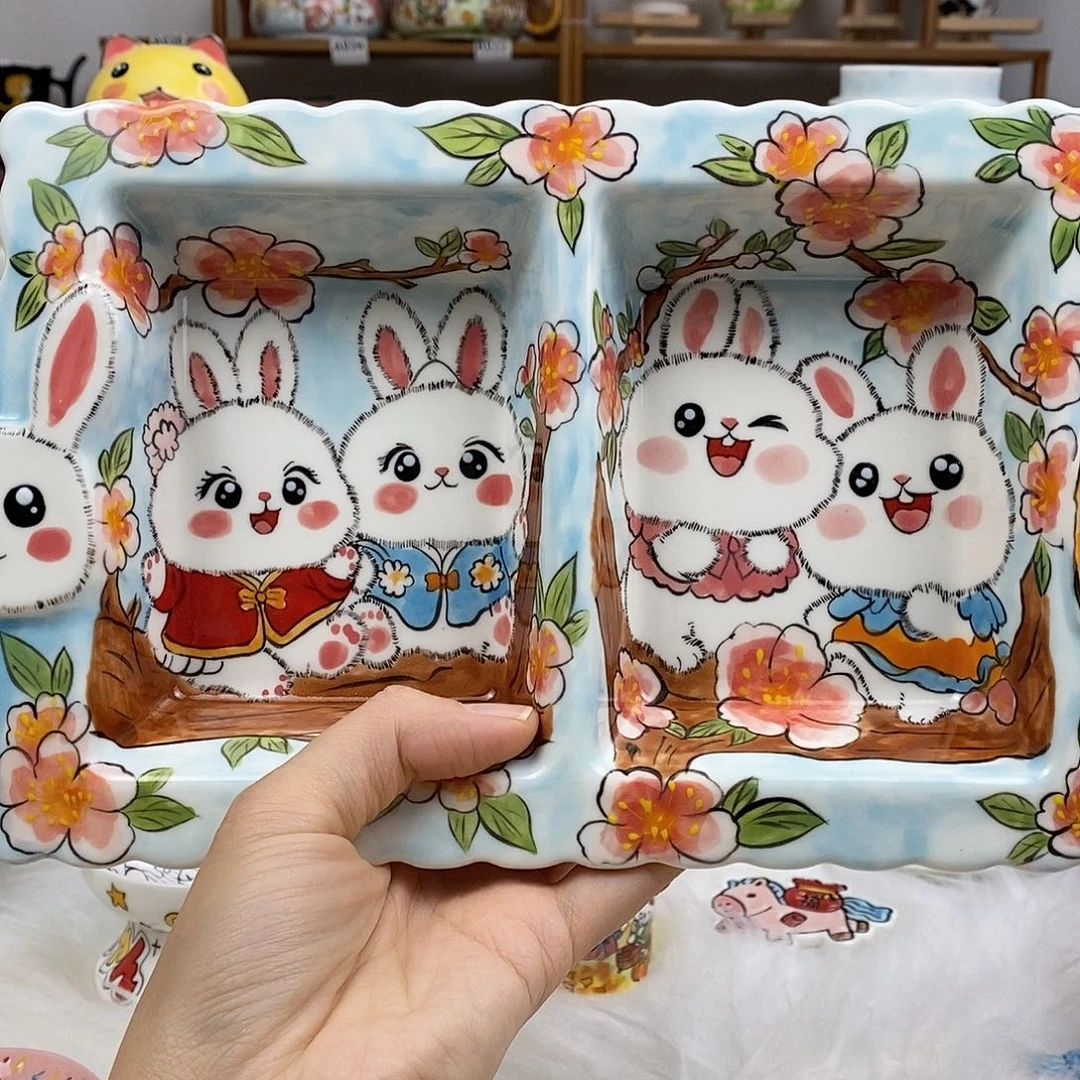 瓷片董董文创手绘陶瓷