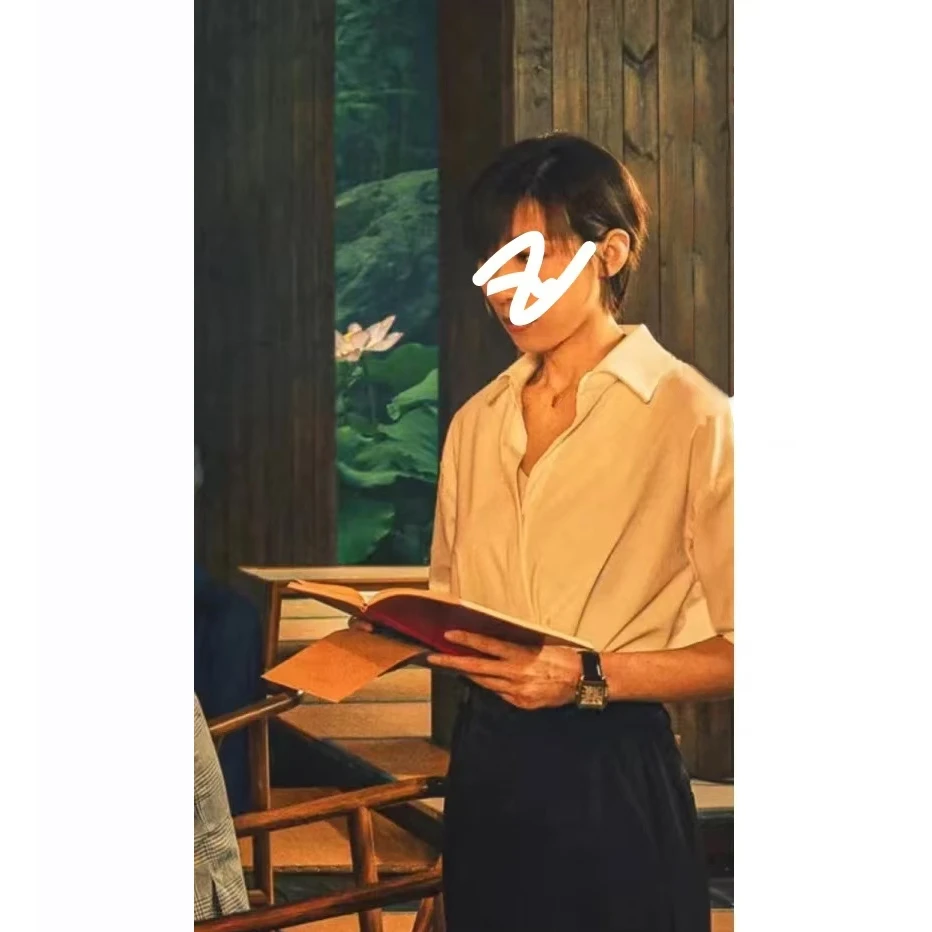 M1398 松驰随性V领亚麻衬衫 CL0402