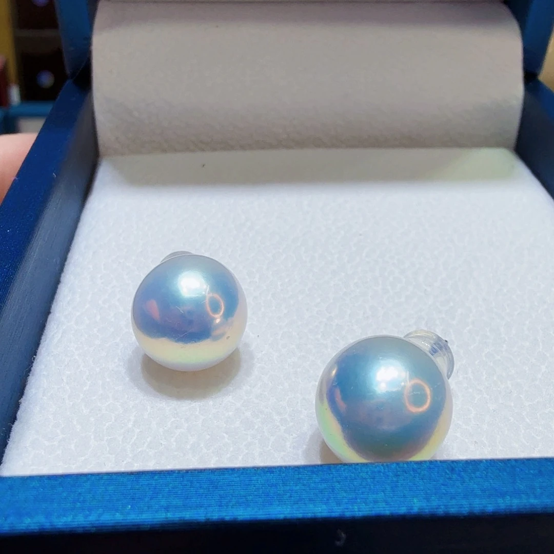 淡水珍珠定制耳钉银S925镶嵌