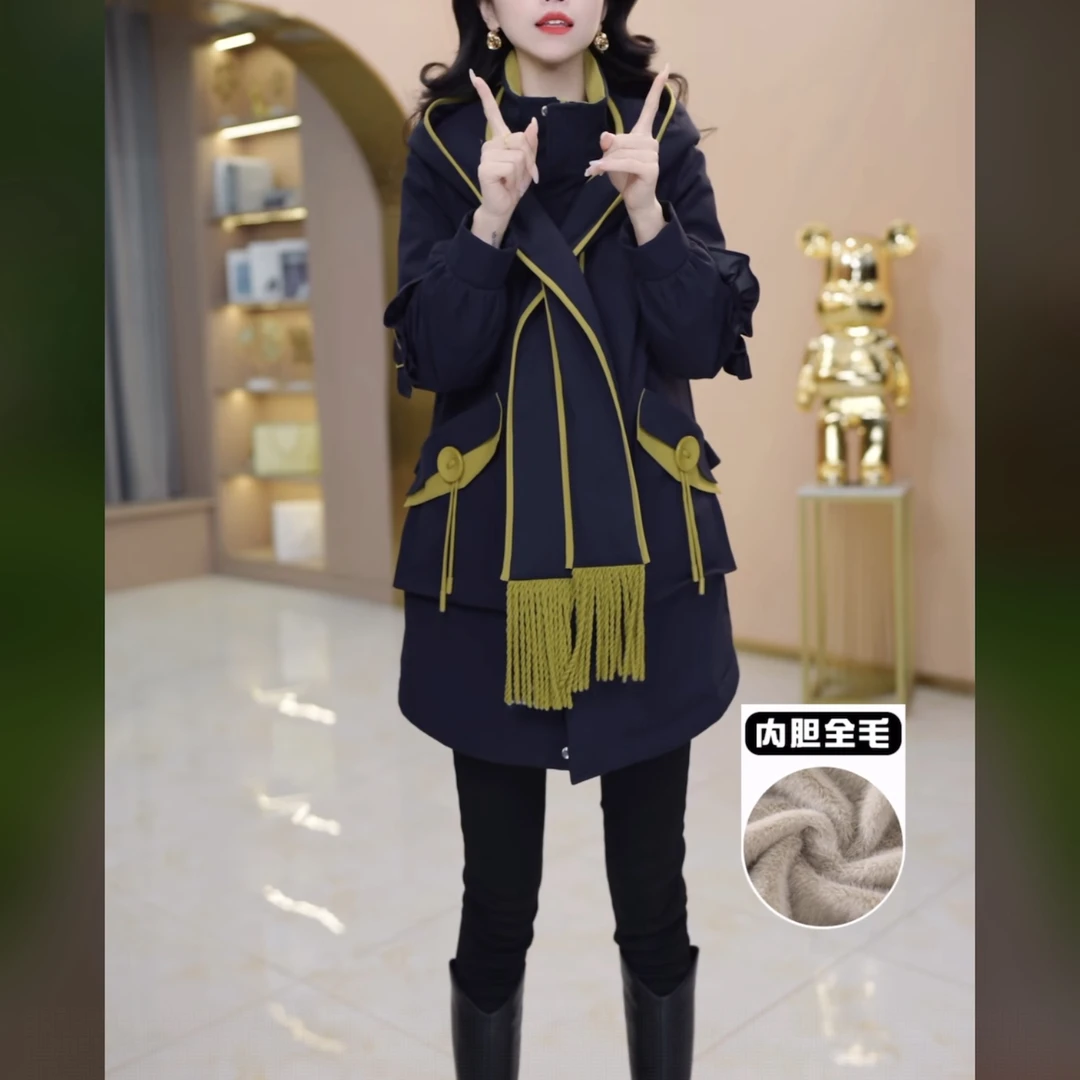 【加绒加厚派克服】2025冬季新款气质时尚大气减龄收腰显瘦外套