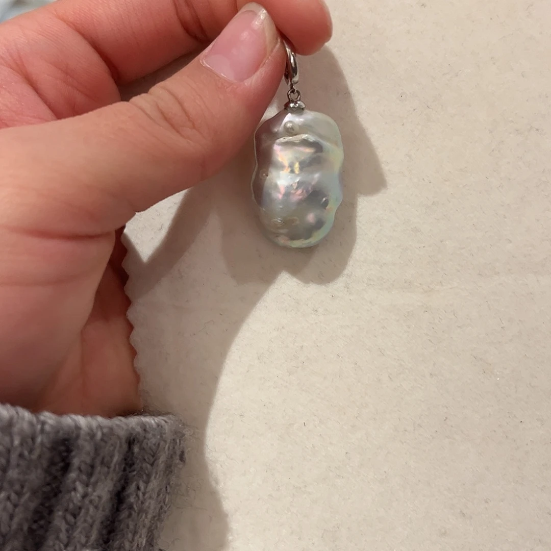 淡水珍珠吊坠(不含链)银S925镶嵌