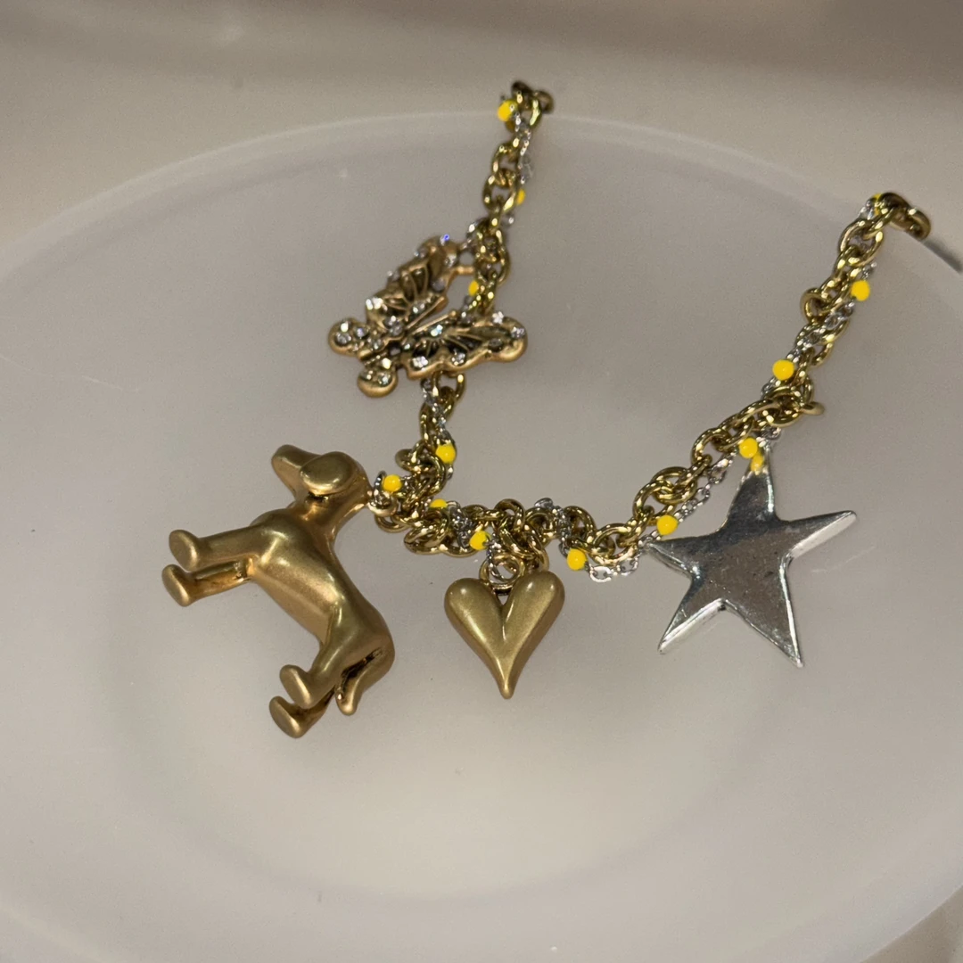 铜合金仿珍珠项链 HRY0-铜合金个性小狗个性时尚项链HRY0-1430