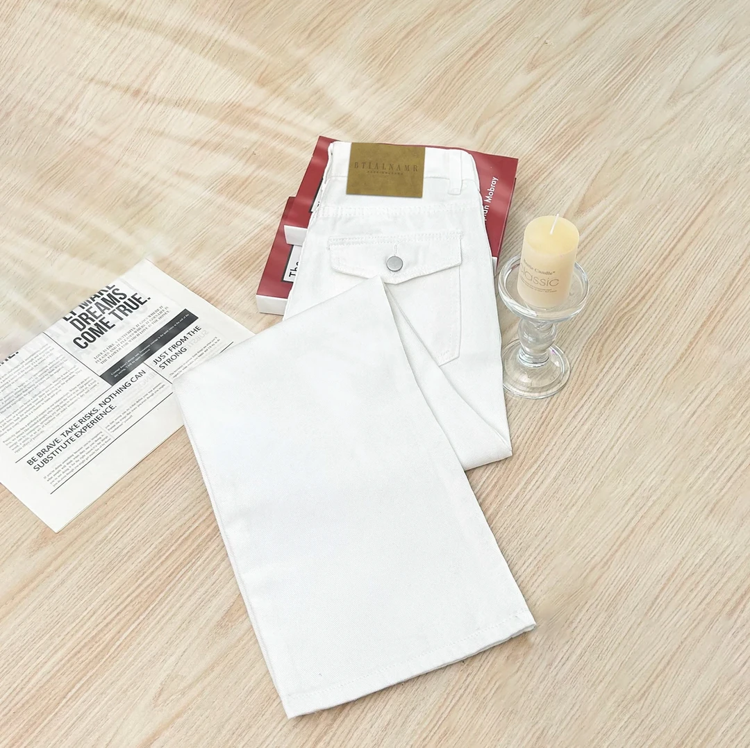 【现货运费险送腰带】夏季新款高腰显瘦白色阔腿牛仔裤女2025薄款