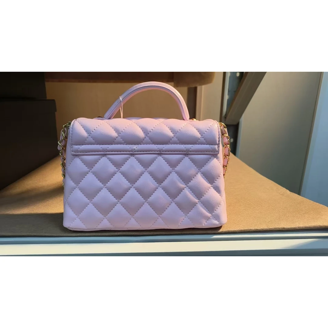 TOLEX2025新款手工时尚百搭梯形手提女包粉色22cm