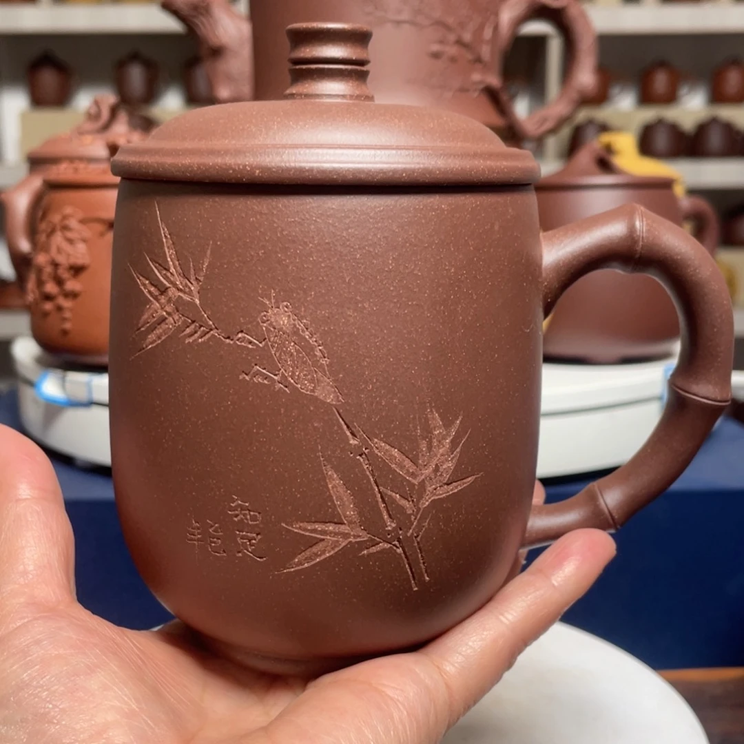 茶杯紫砂紫泥知足杯
