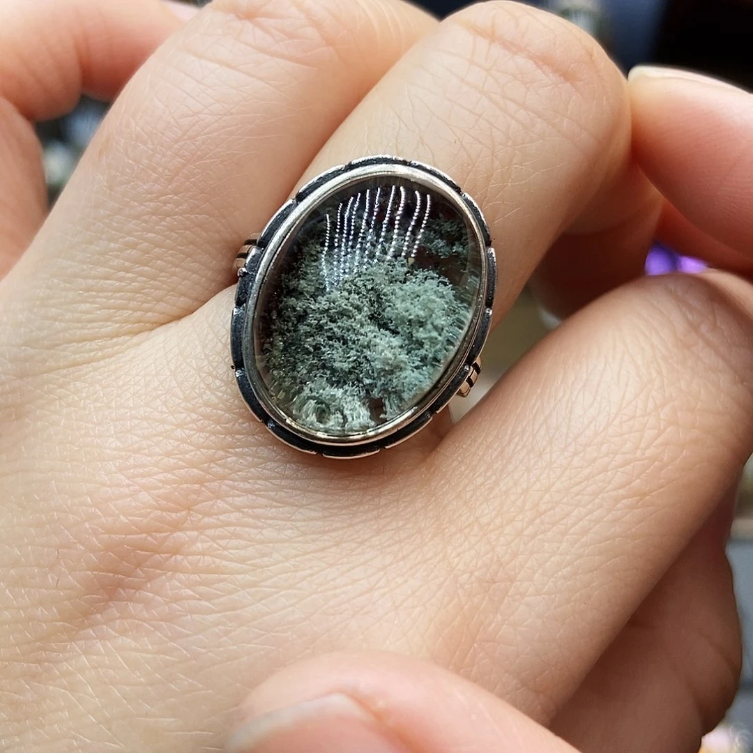 水晶戒指银S925镶嵌戒指