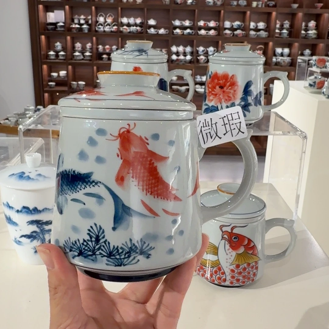 釉下手绘茶具微瑕