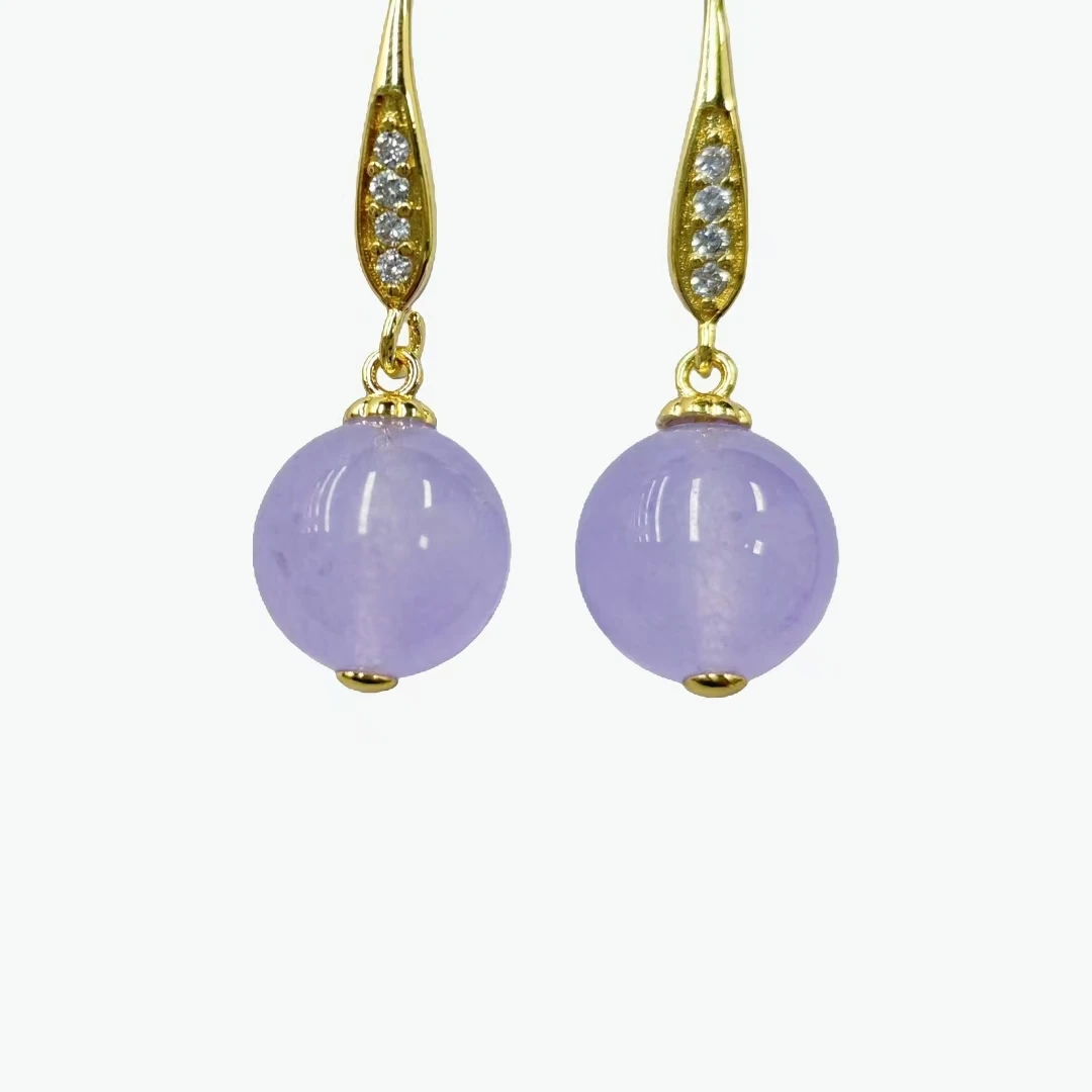 精美紫粉玛瑙耳饰C02-22赠礼盒（多样性发货）