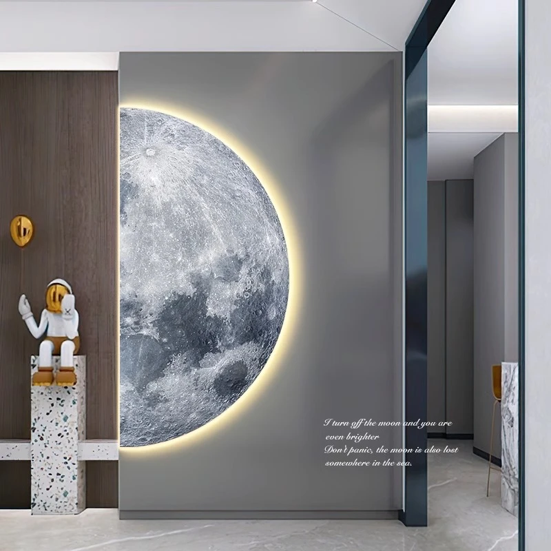 张小画月球玄关装饰画奶油风客厅沙发背景墙灯画客厅背景墙挂画