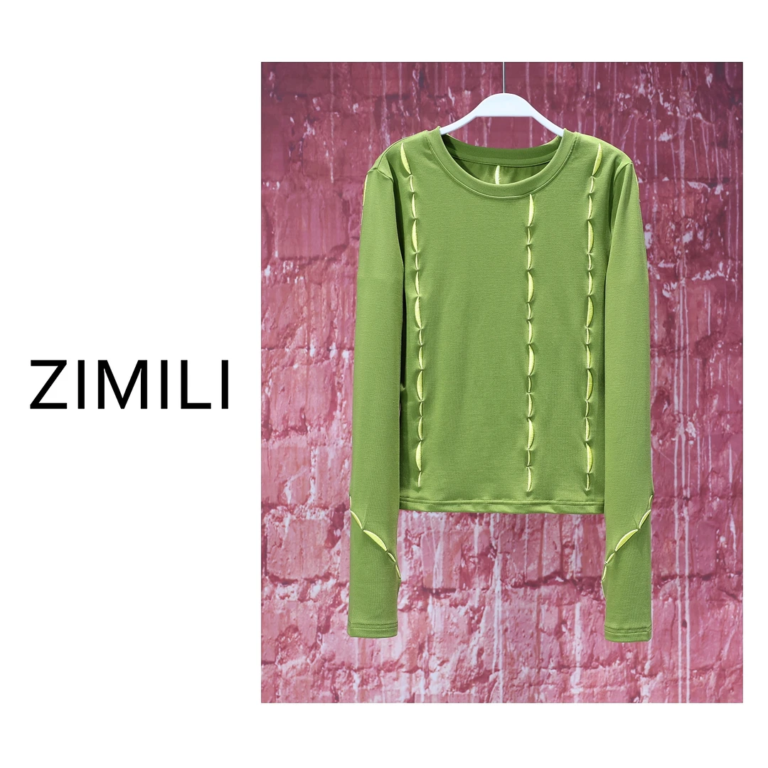 【LIANG哥女装】2025欧货莱赛尔天丝轻薄透气绿色高弹显瘦上衣5955