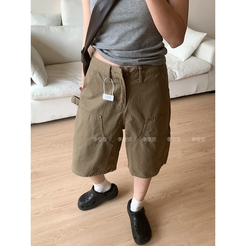 李空空【工装五分裤】复古工装风五分裤女夏季新款宽松休闲阔腿中裤