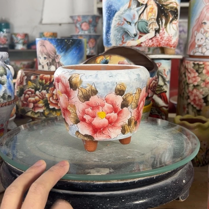 满38包邮景德镇手绘花盆