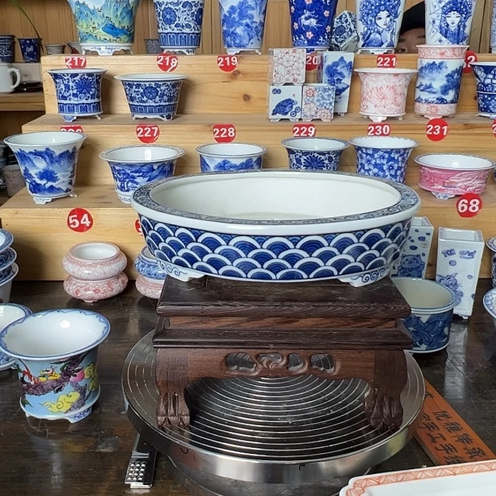 山***堂墨奈手绘陶瓷花盆