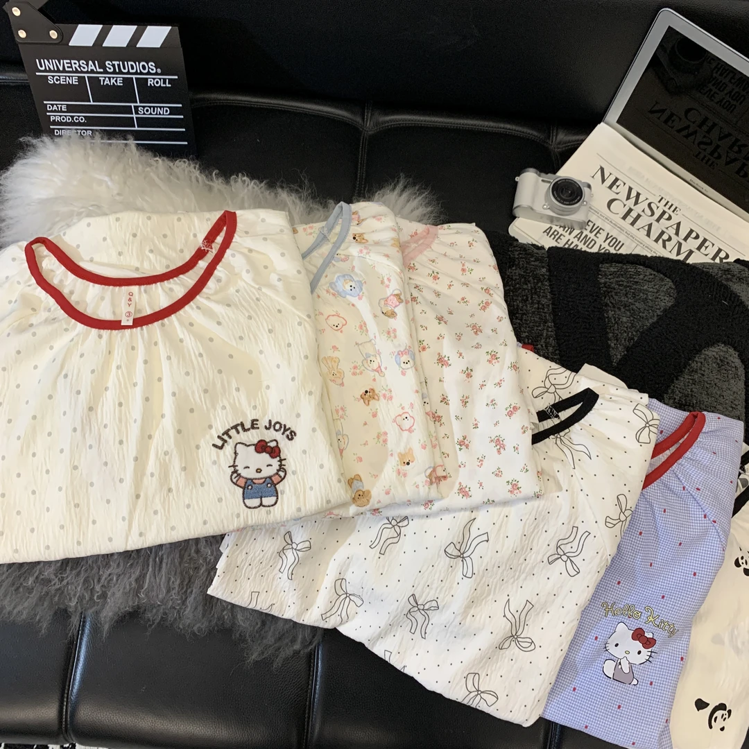 【裙子宠粉】夏季短袖云朵绵中长裙子卡通可爱少女休闲可外出家居服