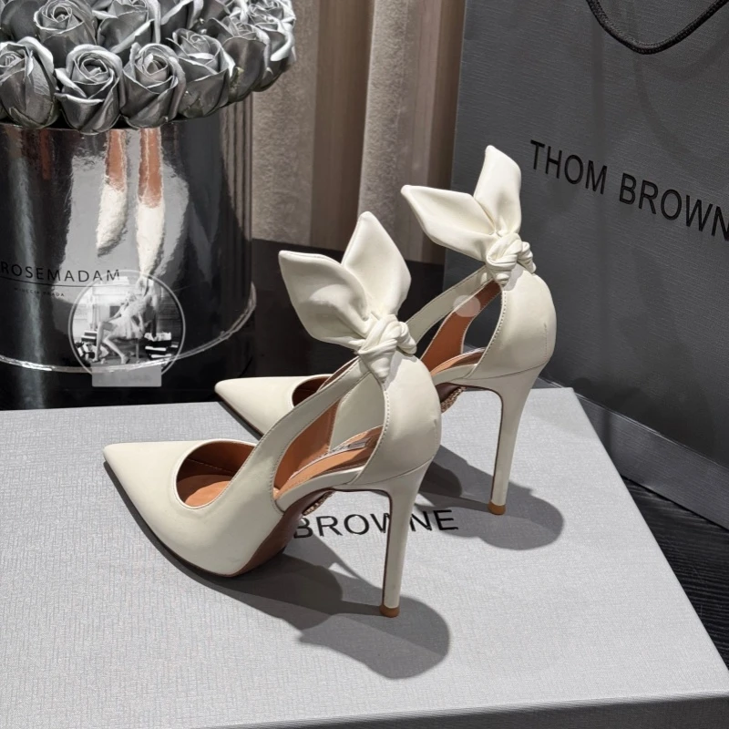 兔耳朵高跟鞋女2025夏季新款性感细跟白色气质尖头春季单鞋浅口