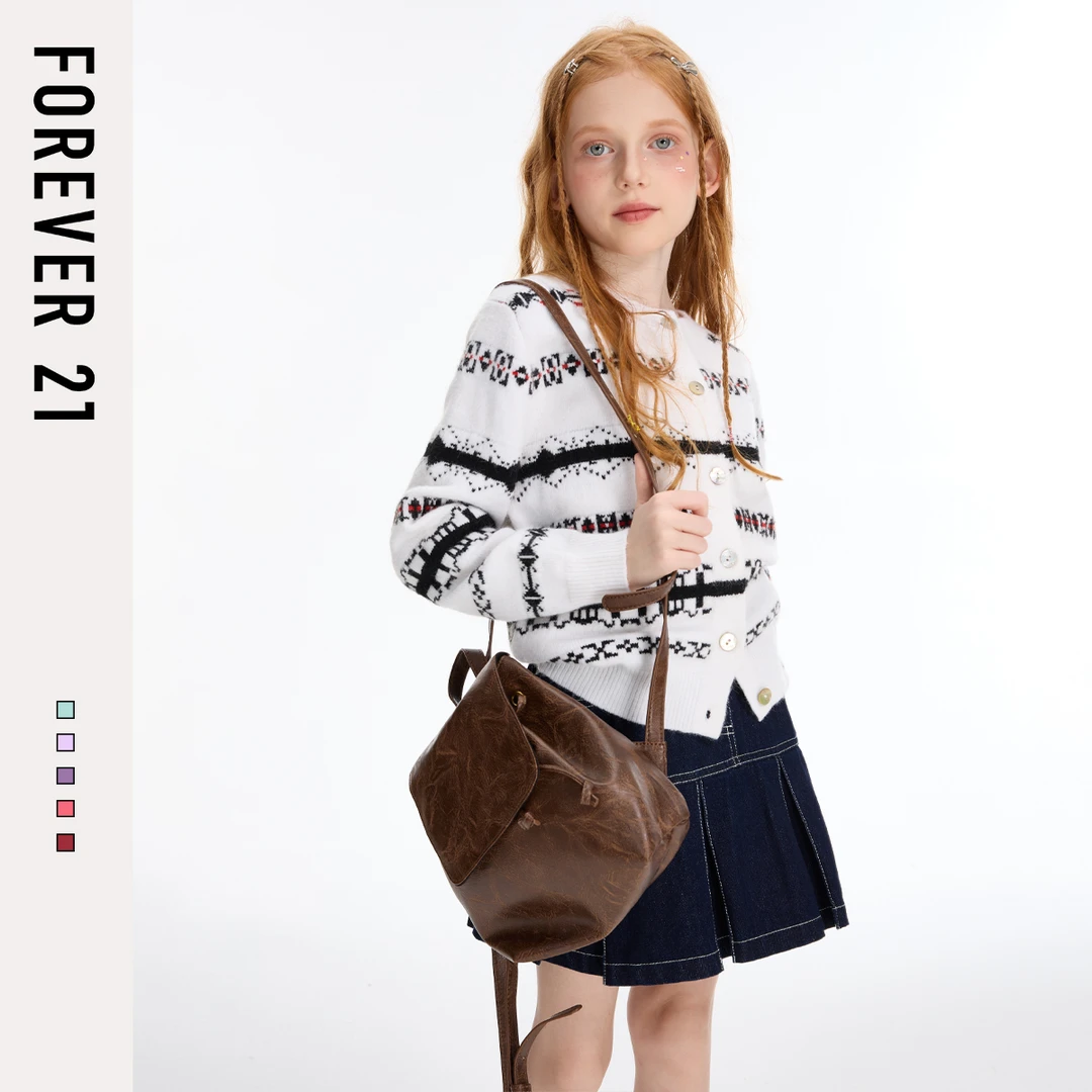 Forever 21童装女童毛衣开衫2025新款秋季大童外套女儿童打底衫