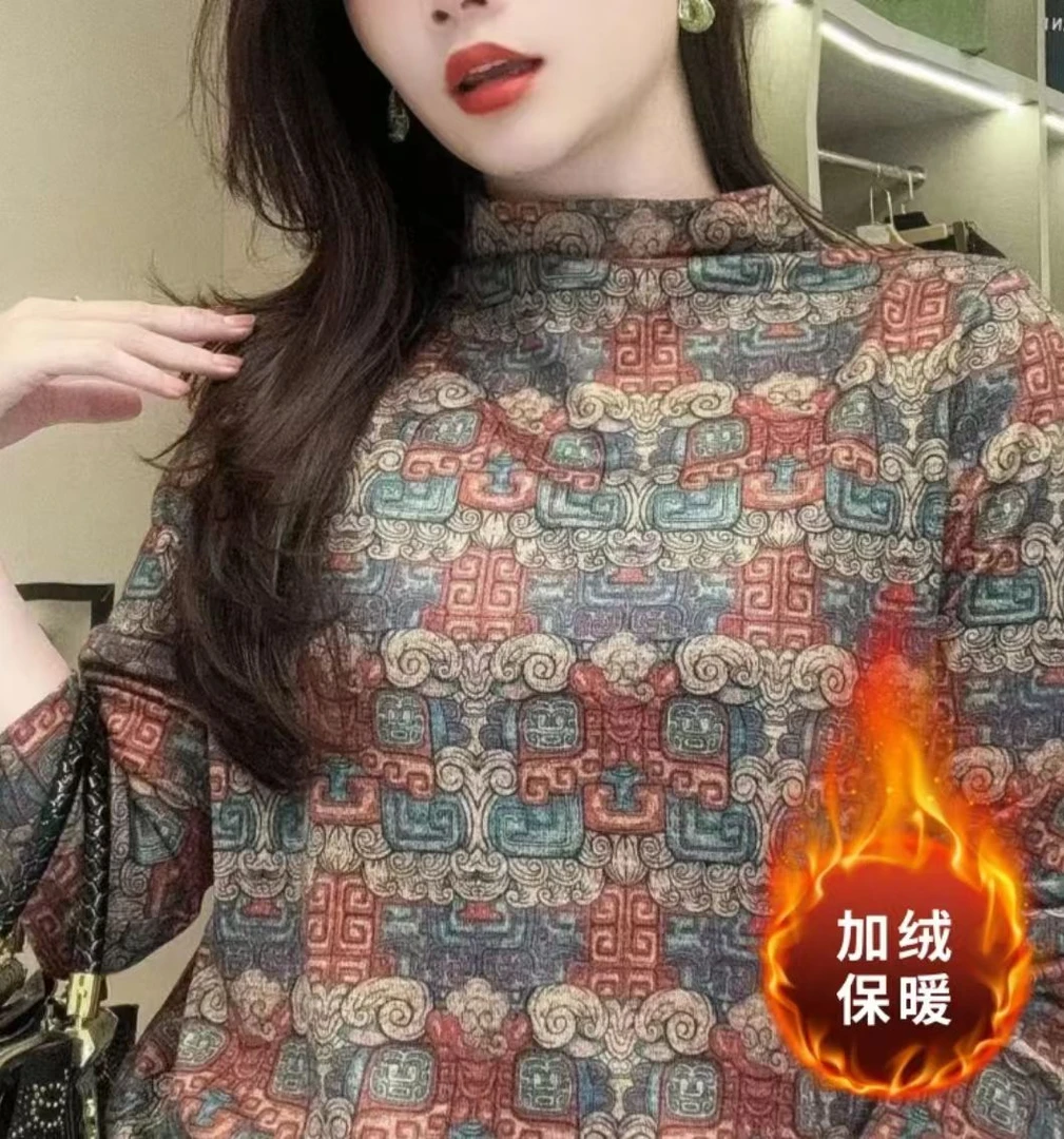 半高领奥绒德绒打底衫女秋冬上衣#107