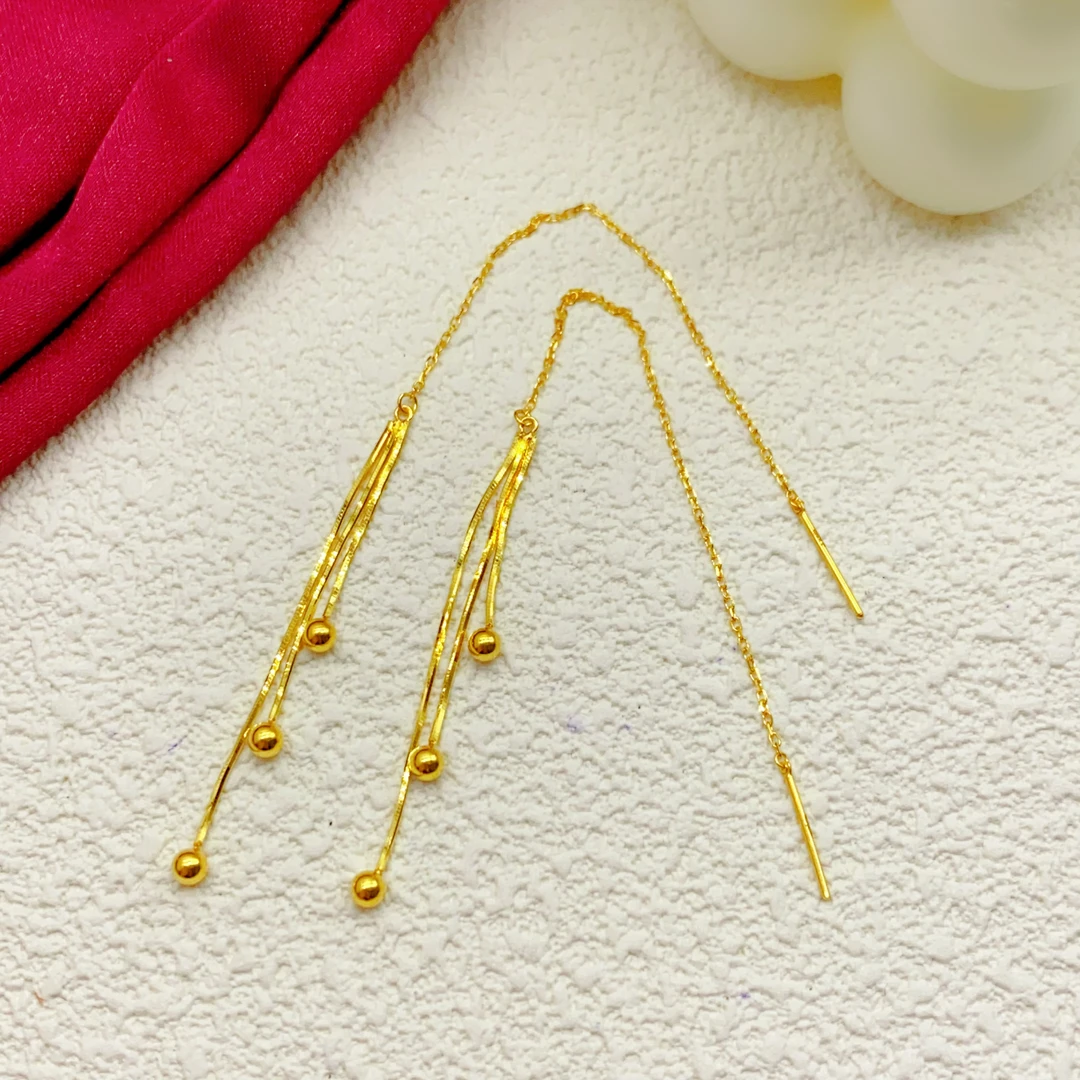 【木韵阁】足金999 5G黄金光珠流苏耳线气质精致百搭 2.7 2.73