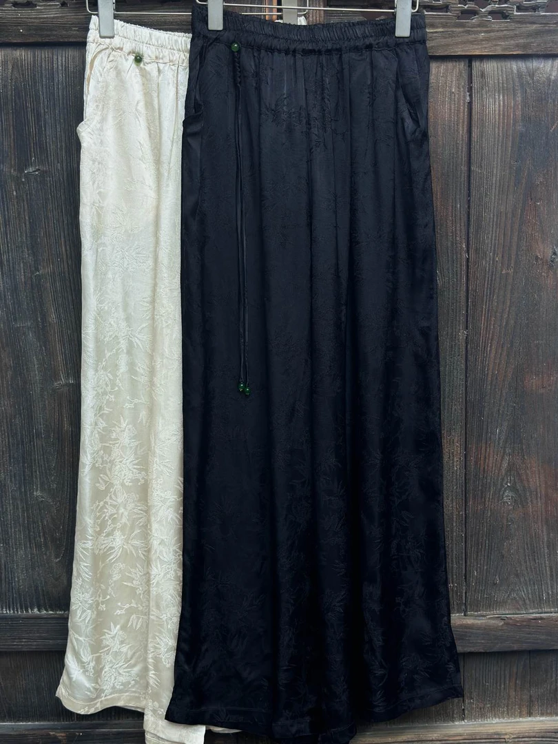 玉竹（再见时光）复古休闲百搭中式宽松阔腿裤