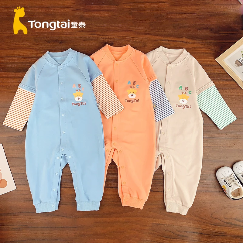 Tongtai/童泰春秋男女宝6-24月单层闭裆对开连体外出哈衣41Q990B