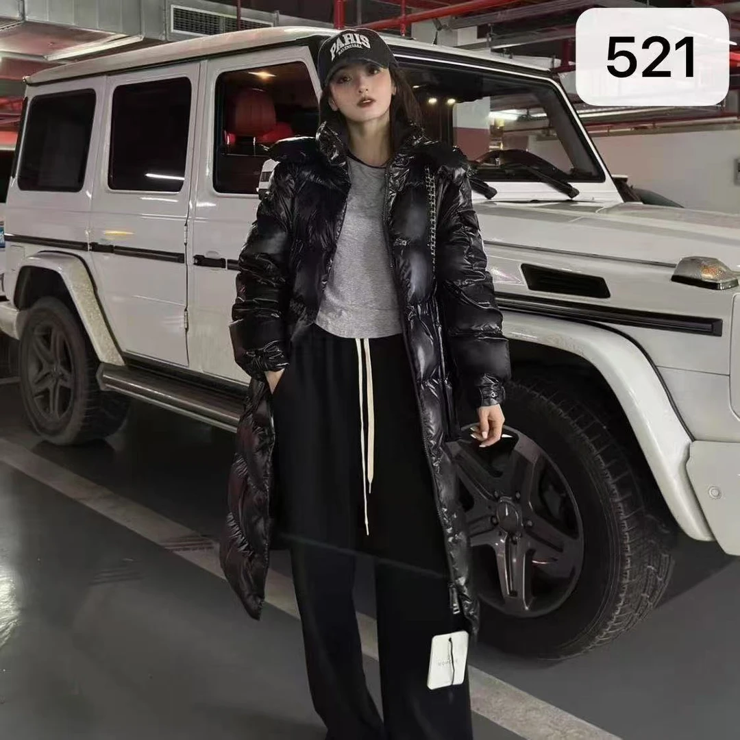 长款保暖黑色长款亮面