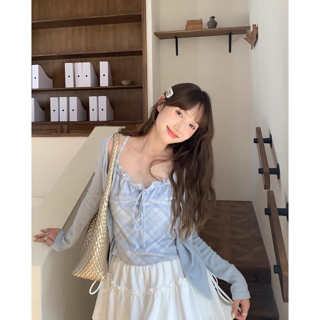【小巧定制】XQ2692秋冬新款甜美假两件系带显瘦百搭上衣大码女装