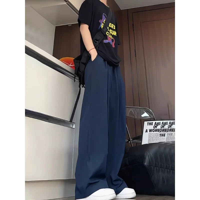 日系复古垂感山本裤夏季薄款冰丝休闲长裤男款oversize慵懒阔腿裤