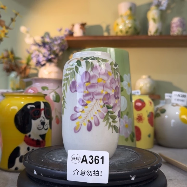摆件景德镇手绘陶瓷花瓶摆件无孔