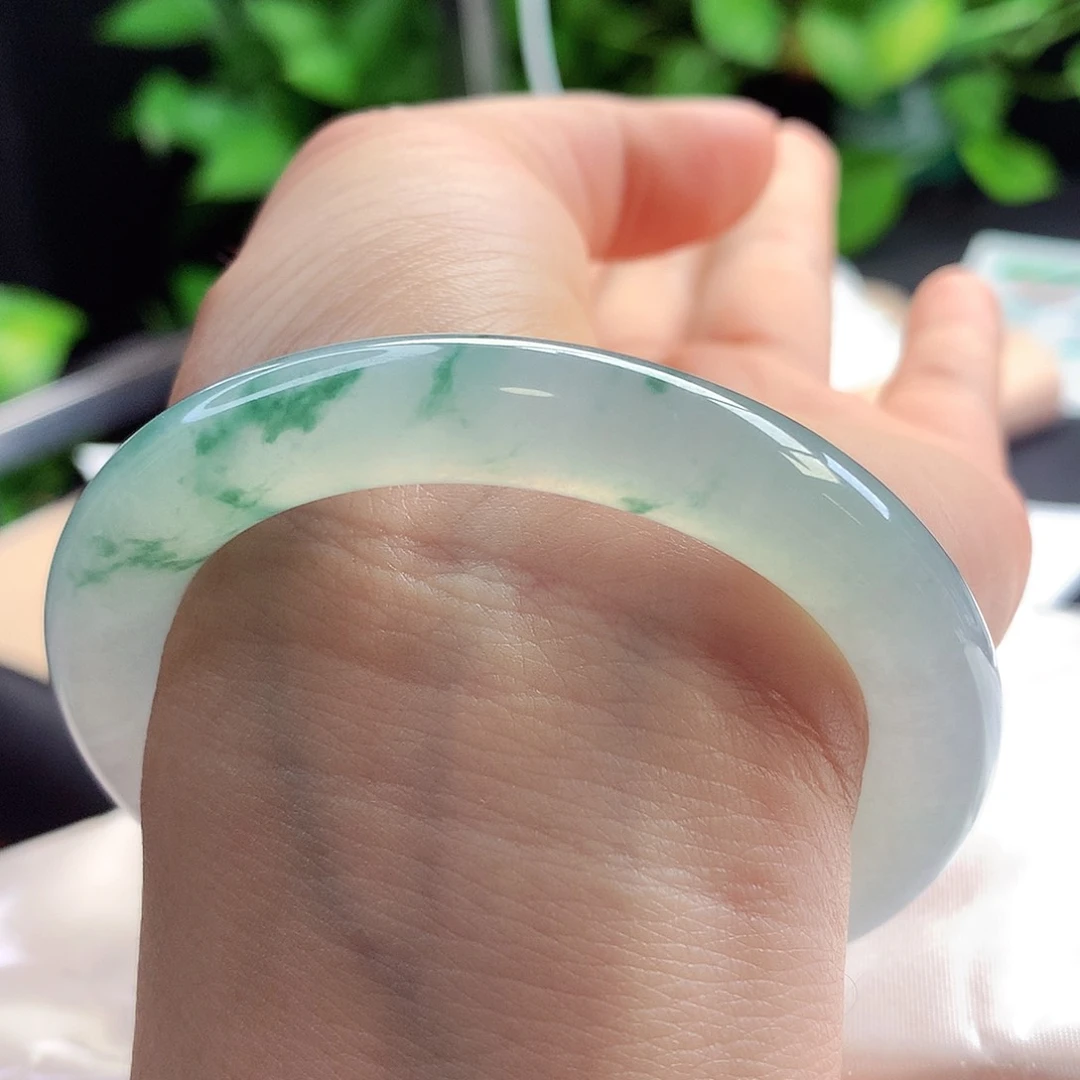 未镶嵌手镯翡翠55-56圈口中万超香零毛孔零包容大漏15号