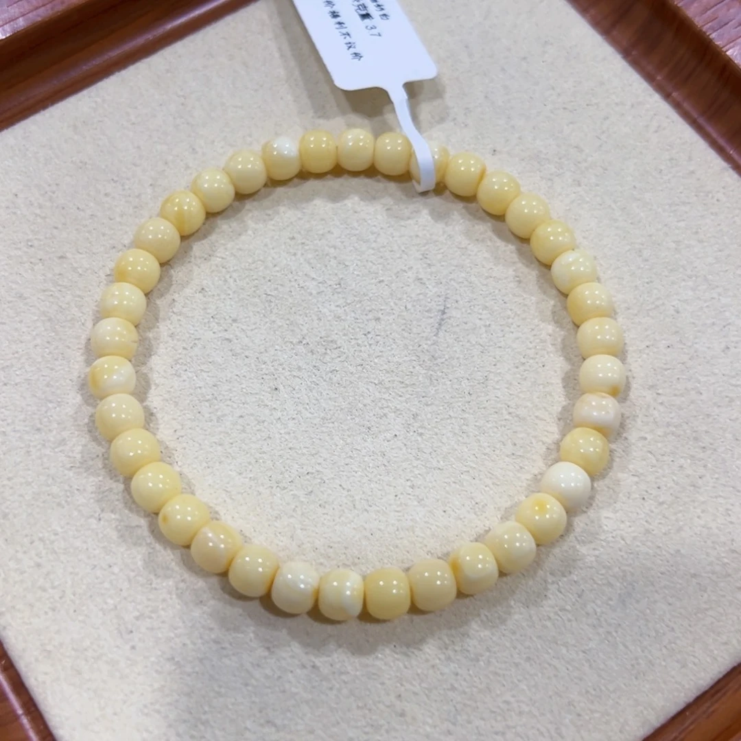 蜜蜡未镶嵌手链5.5m奶白豆手串女生福利