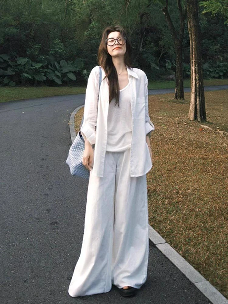 白色防晒衬衫纯棉春夏2025新款宽松开衫外搭气质上衣薄款衬衣夏