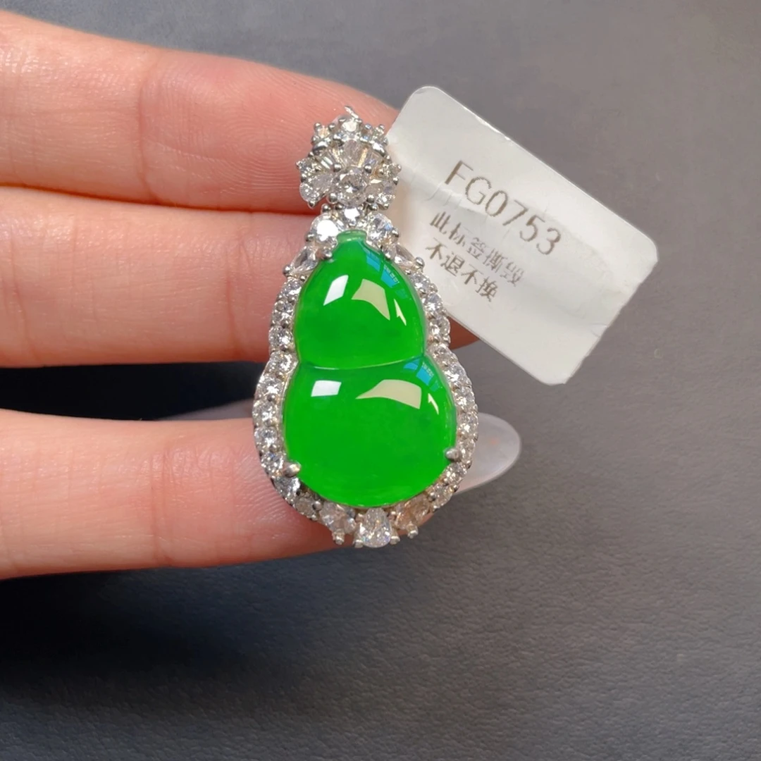 翡翠银S925镶嵌吊坠(不含链)