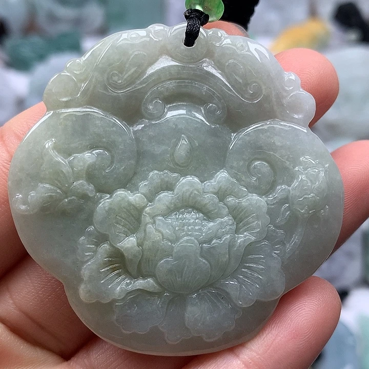 翡翠未镶嵌颈饰花开富贵如意锁福利